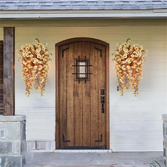 Hanging Flowers, Artificial Hanging Plants, Fake Hanging Plants, Hanging Morning Glory Artificial Flowers for Fall, Faux Silk Flowers for Home Planters Front Door Porch Patio Yard Decoration