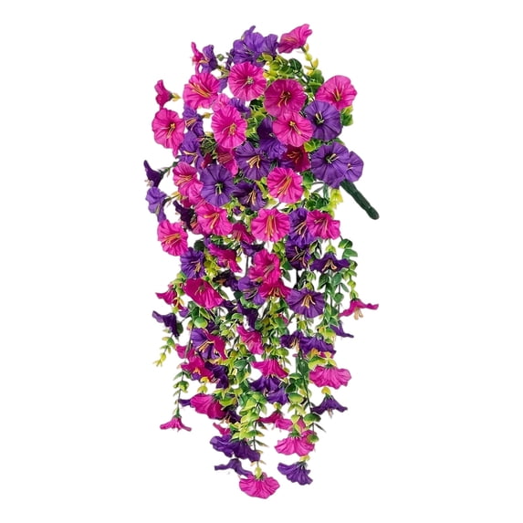 Hanging Flowers for Decoration, Artificial Hanging Flowers, Uv Resistant, Porch Decorations Outdoor, Greenery Wall Decor, 36 In, Purple