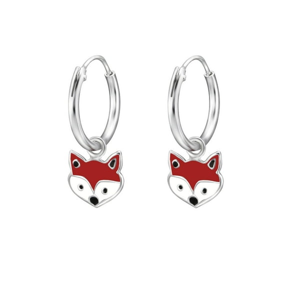Hanging Fox 925 Sterling Silver Hoop Earrings