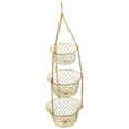 thumbnail image 1 of Hanging Fruit Basket Kitchen Vegetables Holder Stand Storage Organizer Rack; Golden, 1 of 8