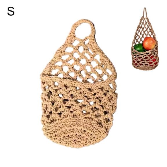 Hanging Fruit Baskets for Kitchen, 2026 New Boho Cotton Rope Handwoven Vegetable Storage Wall Mounted Large Organizing Basket for Farmhouse Decor, Onion, Potato, Garlic and Plants