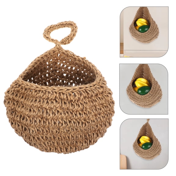 YEAHIBABY Bohemian Brown Jute Hanging Basket for Kitchen Storage of Fruits Vegetables and Onions