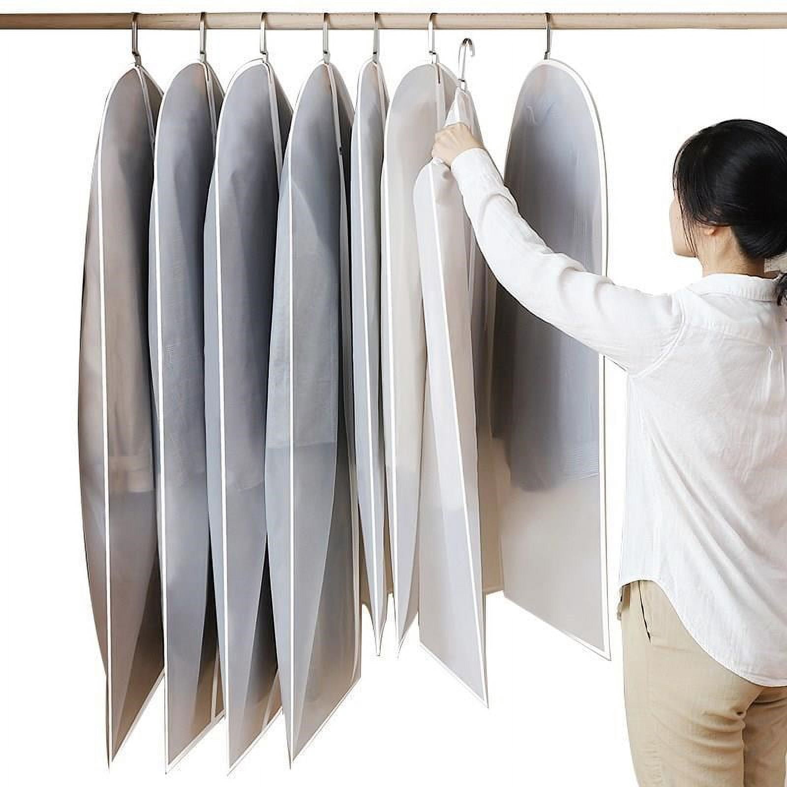 Hanging Garment Bag Lightweight Clear Full Suit Bags Moth-Proof Breathable Dust Cover for Closet Clothes Storage