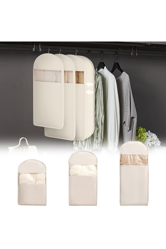 Hanging Garment Bag, Self Compression Zipper Closet Organizer, Space Saving Clothes Cover for Down Coats, Durable Fabric Dust Shield for Wardrobe, Foldable Storage Bag Set, by UKHCCC