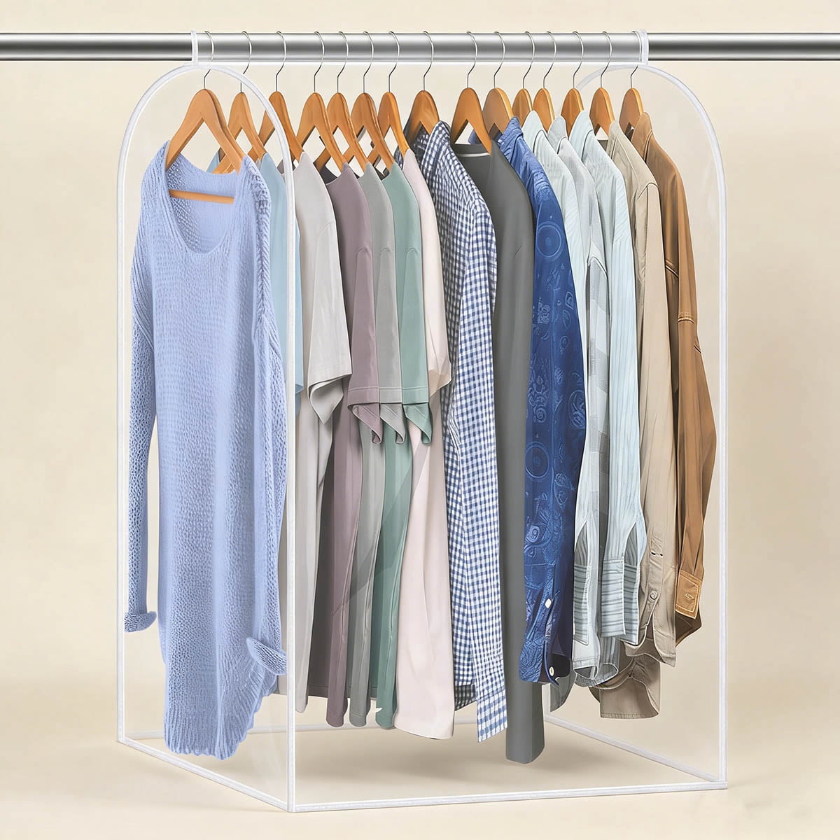 Hanging Garment Bags for Closet Storage Large Clear Garment Bags for Hanging Clothes Garment Rack Cover Coat Protector for Suit, Wardrobe, Bottom Enclosed