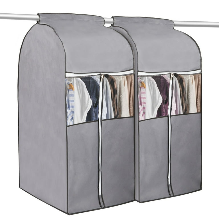 Hanging Garment Bags for Closet Storage with Window Grey