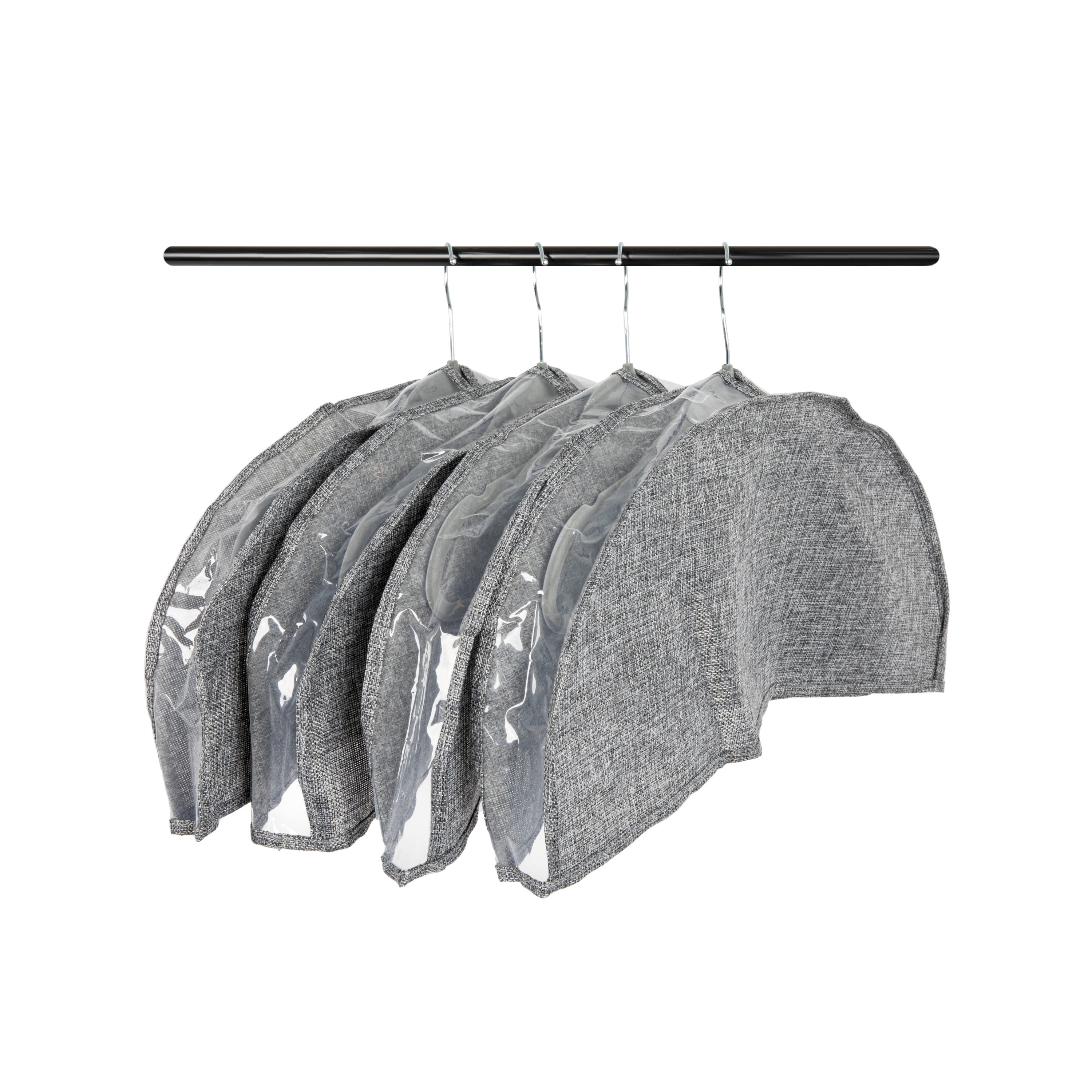 Hanging Garment Shoulder Dust Covers for Closet, Set of 4, Graphite
