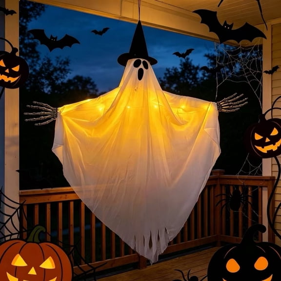 Hanging Ghost Decorations, Halloween White Cloth Spirits, Garden Horror Pendants for House Setup, Floating Specter Props for Trees