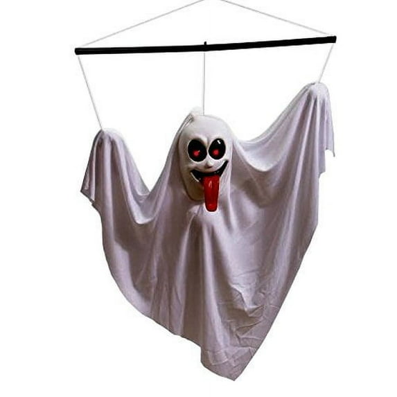 Hanging Ghost Halloween Animated Shaking Ghost Hanging Ghost Decoration White Shaking Ghost with Sounds and Flashing Eyes Dazzling Toys