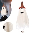 thumbnail image 1 of Hanging Ghosts Halloween Decor, Halloween Decorations Outdoor, Cute Ghost Witch Hat for Patio Yard Front Porch Tree House Party, Orange Hat, 1 of 9
