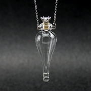 SOAC Hanging Glass Bottle Necklace Small Wishing Bottle Pendant Mini Glass Jar Chain Necklace Decor