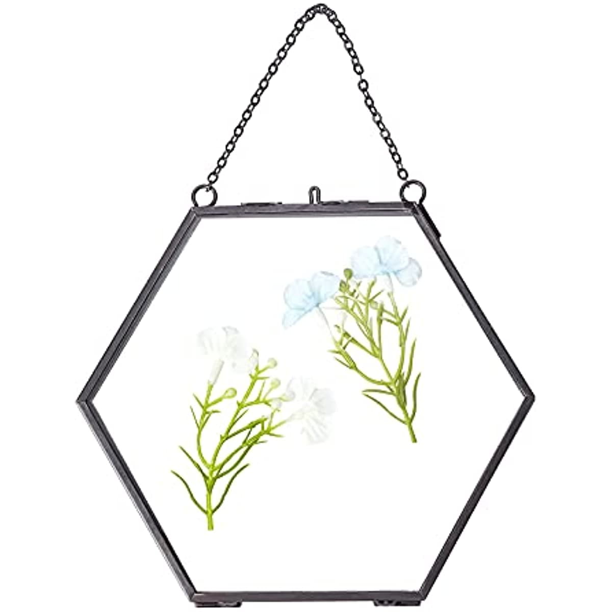 Hanging Glass Frame Brass Hexagon Wall Frames 6x6 Inches for DIY