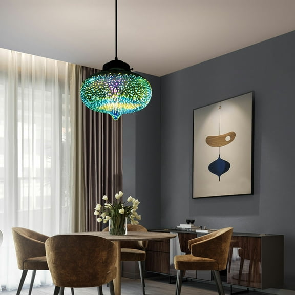 Hanging Glass Pendant Light Chandelier Lamp 3D Colorful Firework Ceiling Light for Restaurants, Clubs, Offices, Kitchens, Bedrooms, Living Rooms, Cafes, Porches, Garages, Foyers, Parlors, Hallways