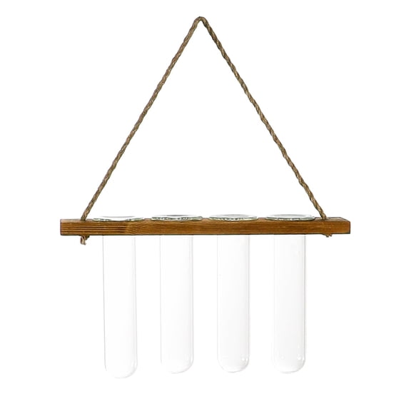 Hanging Glass Planter Test Tube Vase Flower Water Container - Dark Brown