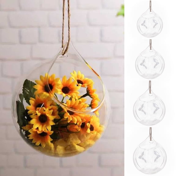 Hanging Glass Propagation Station, Small Indoor Flower Vase for Home Room Window Office Decor