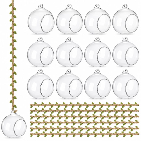 Hanging Glass Terrarium Globes and Tealight Holders, 24 Clear ...