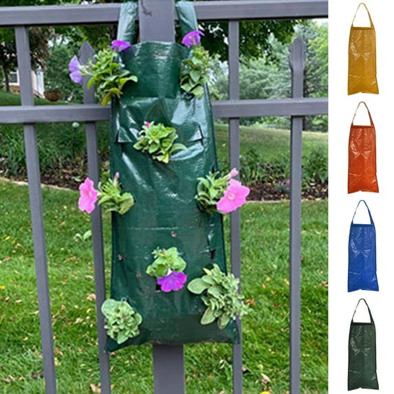 Hanging Grow Bags for Strawberries & Tomatoes, 9.84x23.62 Inch Upside Down Planters with Aeration Holes, Durable PE Fabric Planting Bags for Vegetables, Herbs, Potatoes