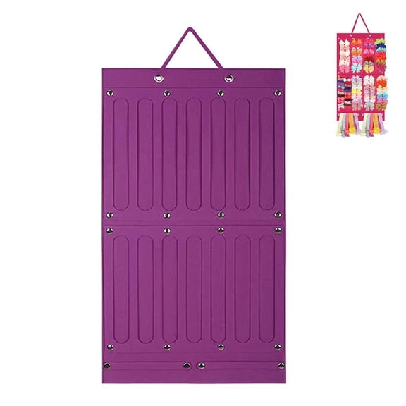 Hanging Hair Accessory Organizer for Girls, 26x13.8 Inch Holder with Slots for Headbands, Clips, Ties, Scrunchies, Foldable Wall Mount Storage Caddy for Nursery, Bedroom, Bathroom