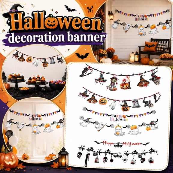 Hanging Halloween Decor, Outdoor Halloween Decorations Yard, Zombie Halloween Decorations, Halloween Hanging Decor, 41X17 Inch Large Size Horror Theme Garland for Lawn, Patio,
