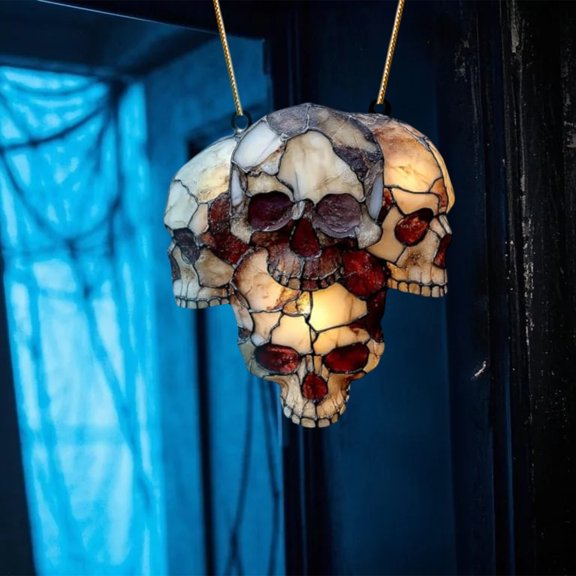 Hanging Halloween Decorations 10 Inch Stained Acrylic Suncatcher Spooky Skeleton Decor for Home Window Party Porch 1 Pack