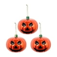 thumbnail image 1 of Hanging Halloween Decorations, 3 Inch Iridescent Face Jack O Lantern Pumpkin Hanging Balls, for Halloween Holiday Party Hosts, Spooky Indoor Tree & Mantel Display, 3 Pack, 1 of 6