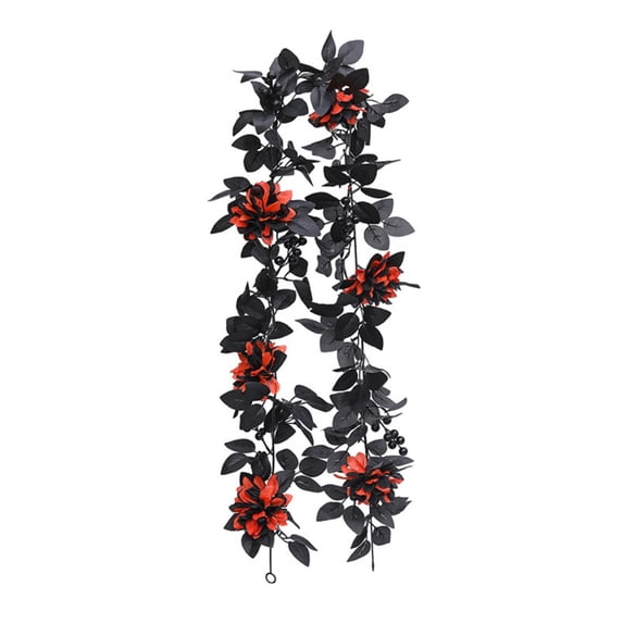 Hanging Halloween Decorations 66 Inch Black Halloween Garland Spooky Floral Vines for Indoor Outdoor Home Wall Mantel Party Halloween Decor 1 Pack