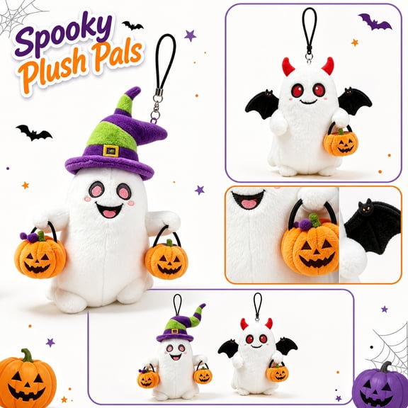 Hanging Halloween Decorations, Halloween Hanging Decor, Small Halloween Decor, Cute Ghost Decor, Halloween Decor, 10 Inch Compact Plush Ghost Hanging Charm, Space Saving Design