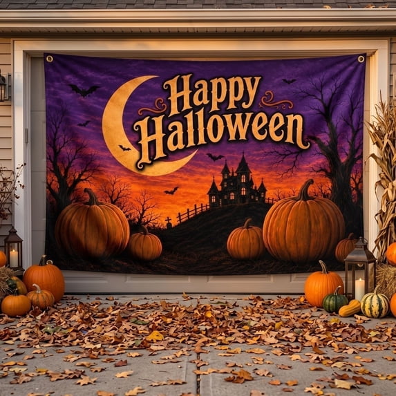 Hanging Halloween Decorations, Halloween Outdoor Hanging Decorations 71X45 Inch Large Single-Sided Seasonal Backdrop Banner, Suitable for Front Lawn, Garden, Garage Door, Trunk Or