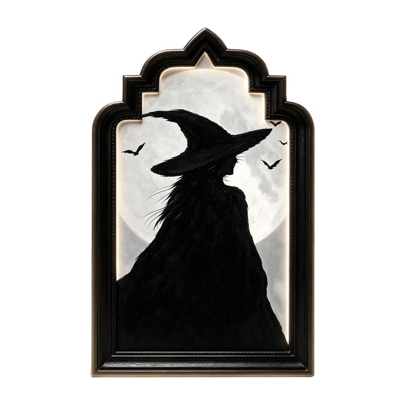 Hanging Halloween Decorations, Halloween Wall Decorations, Gothic Halloween Decor, Mirror Wall Decor, 20X10X2.5 Inch Holographic Witch Accent Mirror, Vintage Spooky Wall Mounted