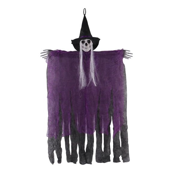 Hanging Halloween Decorations Outdoor, Spooky Halloween Decorations, Witch Decorations Outdoor, Halloween Hanging Decor, 1Pc Purple Skeleton Witch Hanging Ornament Suitable for