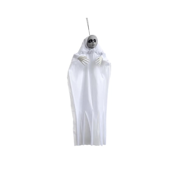 Hanging Halloween Ghost Decor, 43 Inch Spooky Floating Ghost Ornament with Creepy Face,White Tattered Robe Hanging Specter Prop for PorchWindow& Halloween Decor Indoor