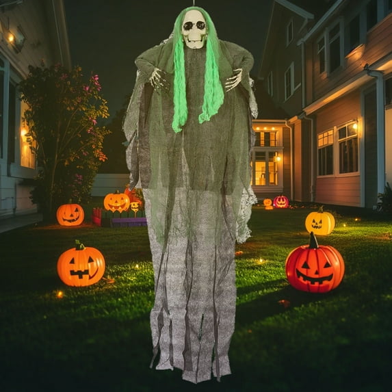 Halloween Decorations Outdoor - Hanging Skeleton Ghosts with Flowing Robes - Flying Figures for Haunted Yard Porch Party Decor - Scary Graveyard Props and Hanging Displays