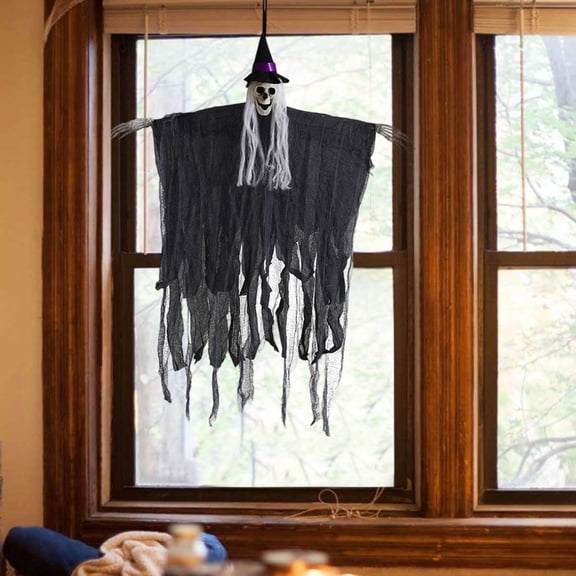 Halloween Decorations Outdoor - Hanging Skeleton Ghosts with Flowing Robes - Flying Figures for Haunted Yard Porch Party Decor - Scary Graveyard Props and Hanging Displays