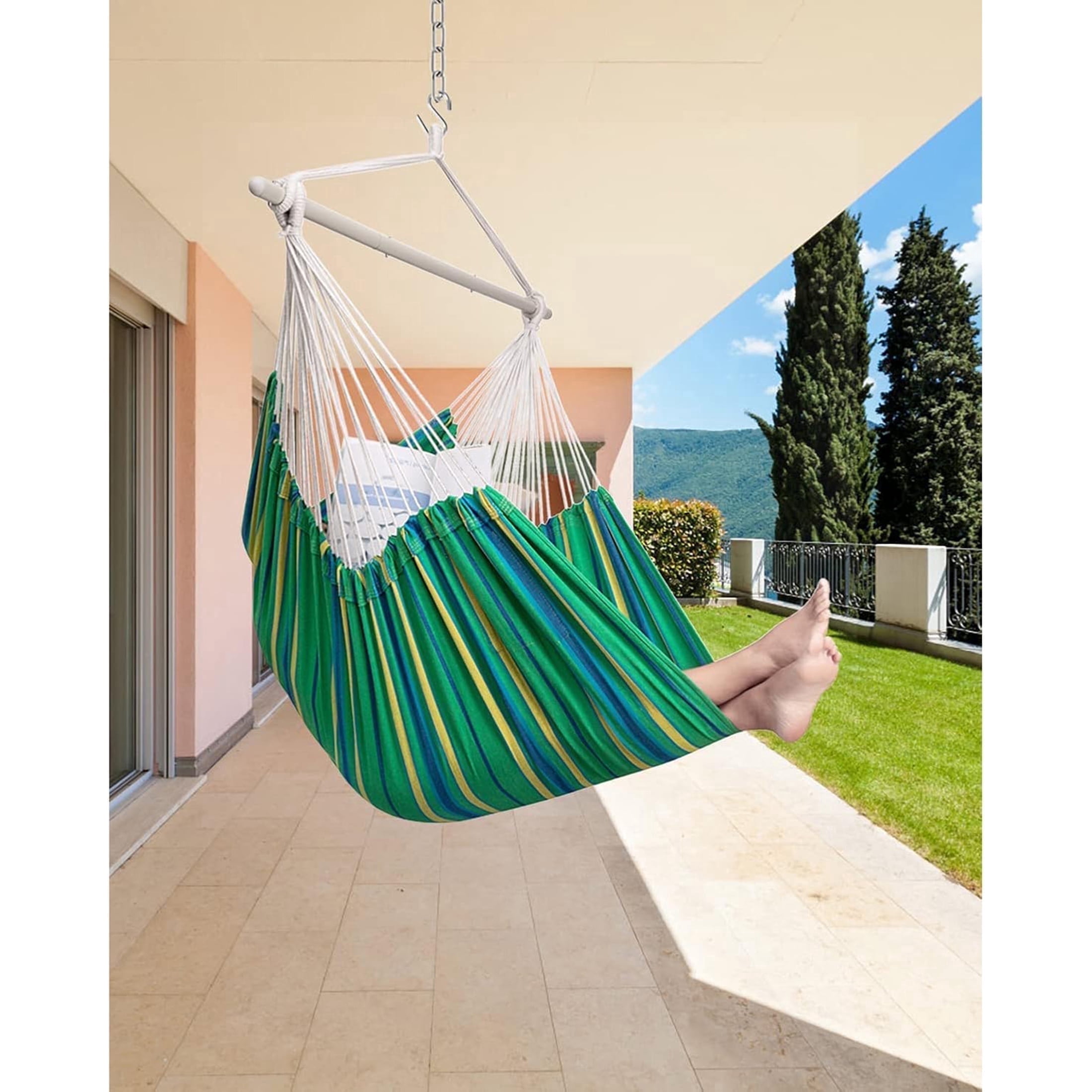Sunyear Hammock Chair Anti-Slip Oversized Swing Chair  -  XXL Hanging Chair with  Steel Spreader Bar and Pocket for Bedroom, Patio, Outdoor/Indoor Use  (500 lbs Capacity)