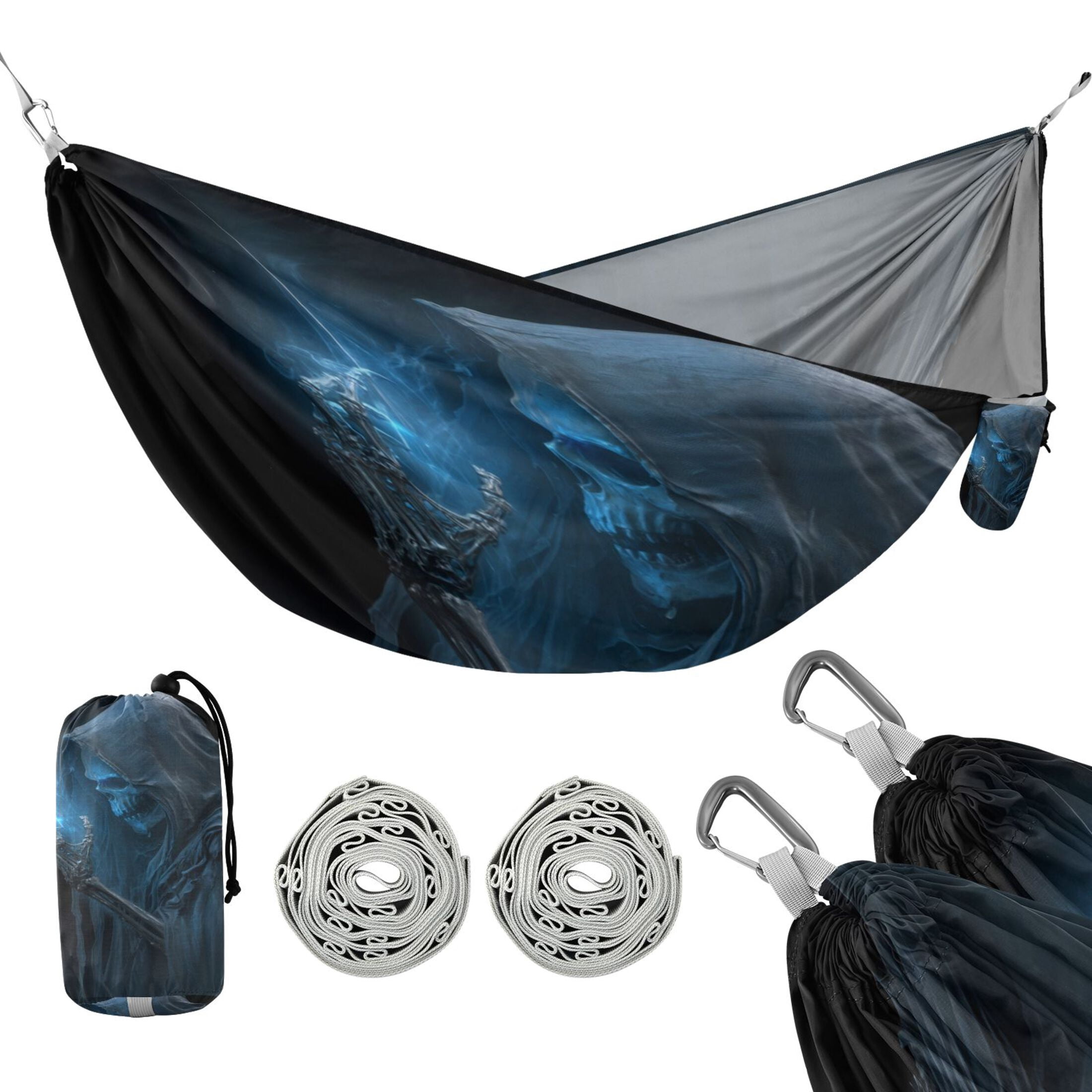Hanging Hammock Portable Travel Camping For Outdooor Beach Camping Hiking 3d Blue Grim Reaper