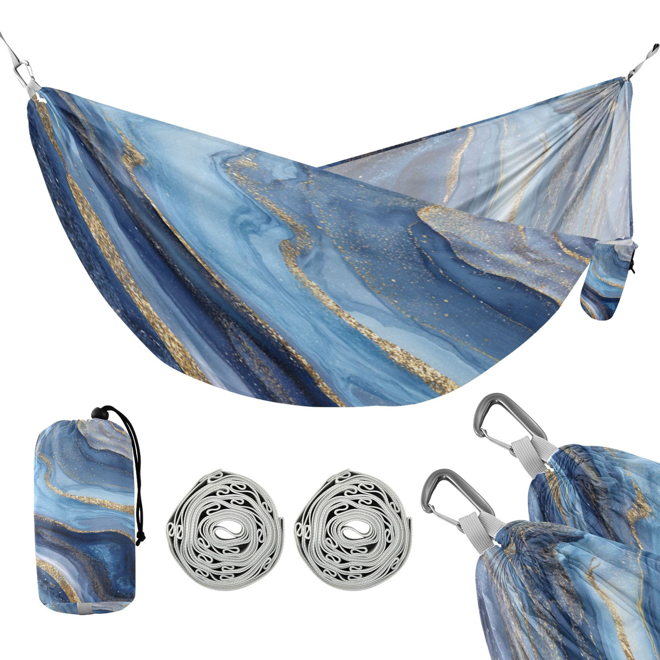 Hanging Hammock Portable Travel Camping For Outdooor Beach Camping Hiking A Blue Marble-patterned Design