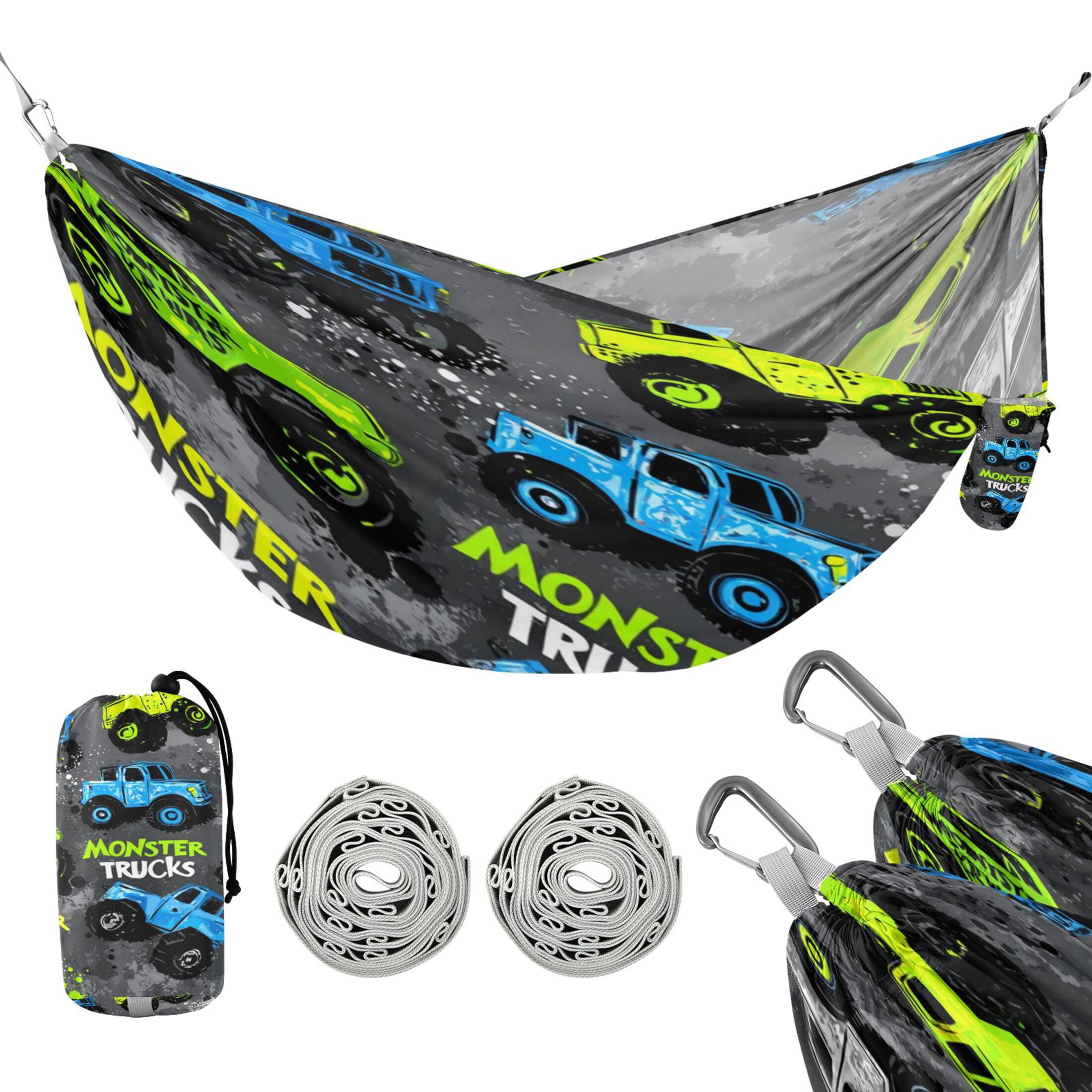 Hanging Hammock Portable Travel Camping For Outdooor Beach Camping Hiking Colorful Monster Trucks