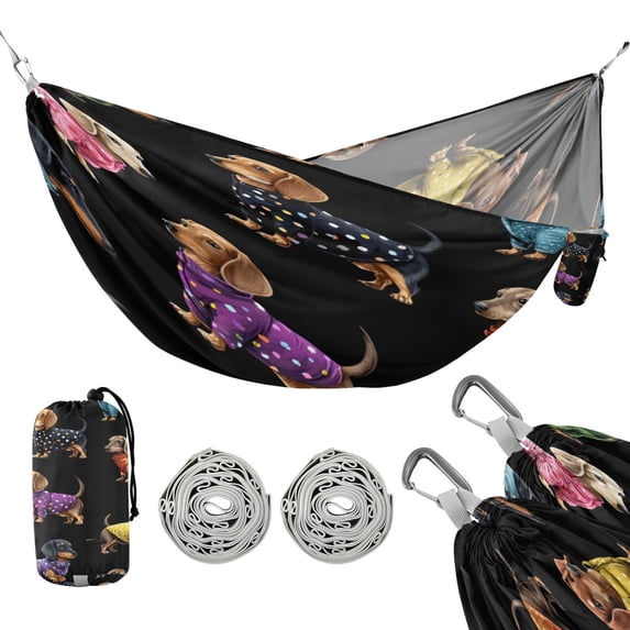 Hanging Hammock Portable Travel Camping For Outdooor Beach Camping Hiking Dogs Wearing Different Colored Coats