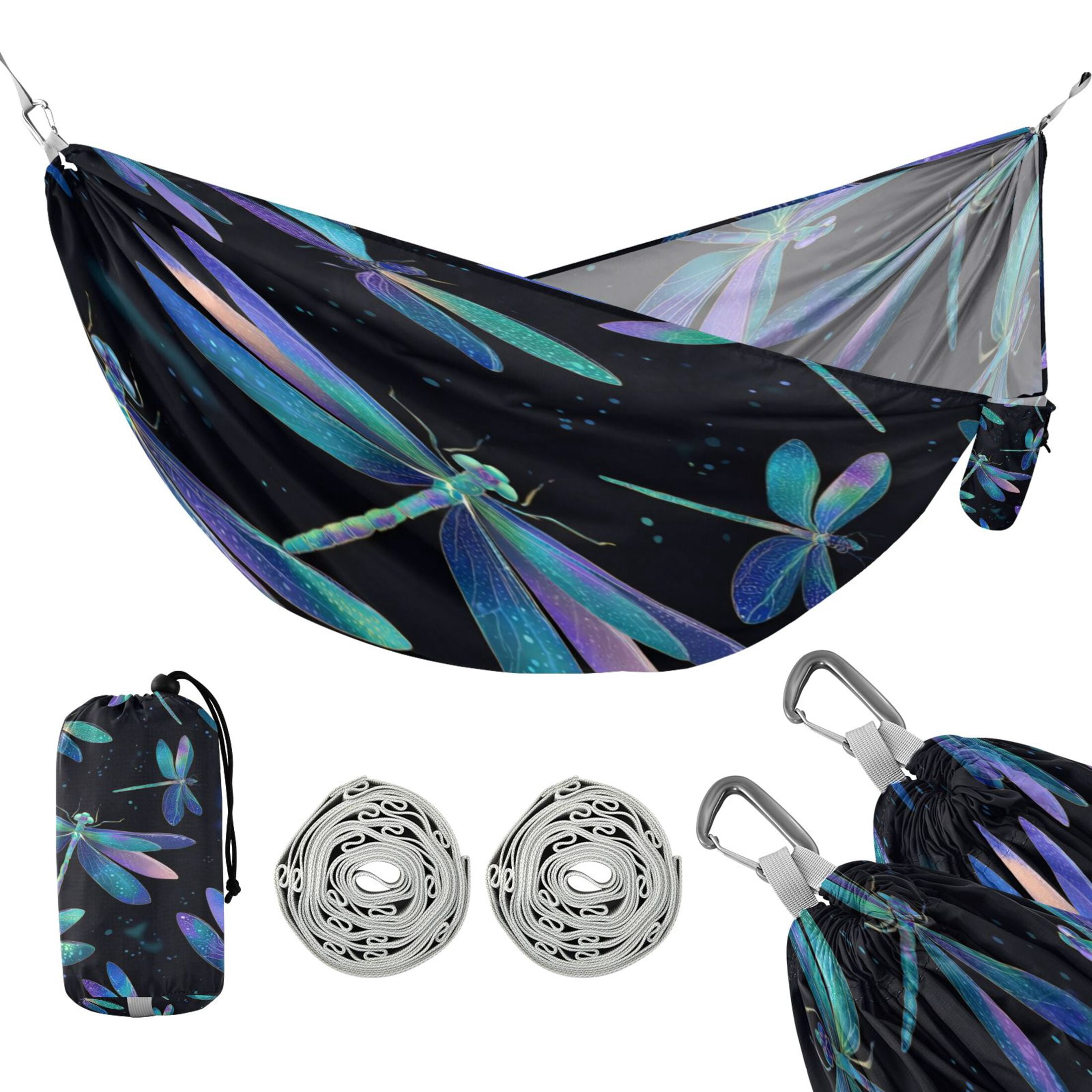 Hanging Hammock Portable Travel Camping For Outdooor Beach Camping Hiking Dragonflies Pattern