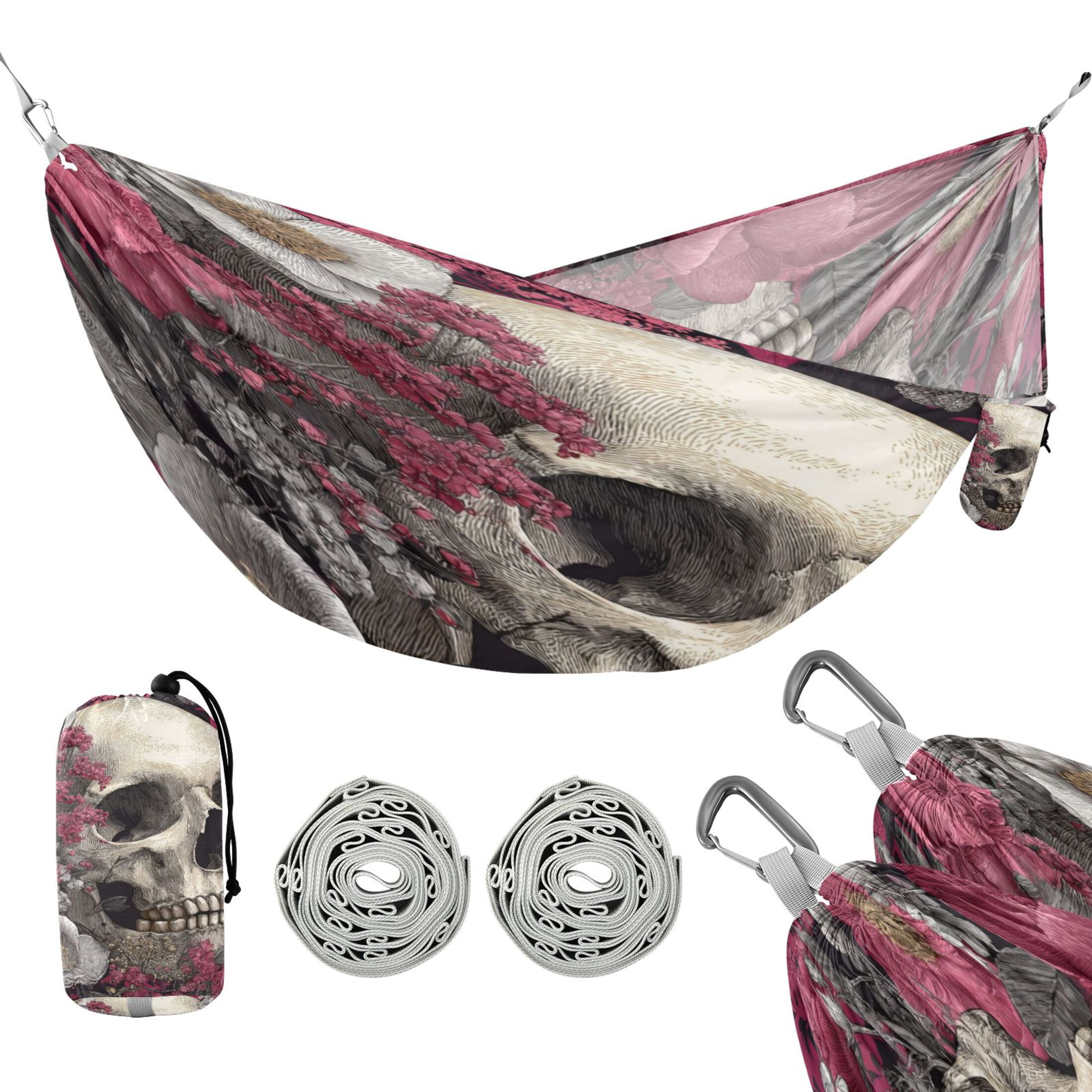 Hanging Hammock Portable Travel Camping For Outdooor Beach Camping Hiking Elegant Skull Design