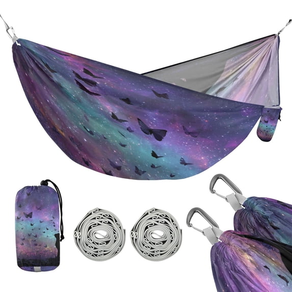 Hanging Hammock Portable Travel Camping For Outdooor Beach Camping Hiking Full View Of A Black Cat