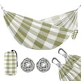thumbnail image 1 of Hanging Hammock Portable Travel Camping For Outdooor Beach Camping Hiking Gingham in Olive Green, 1 of 8