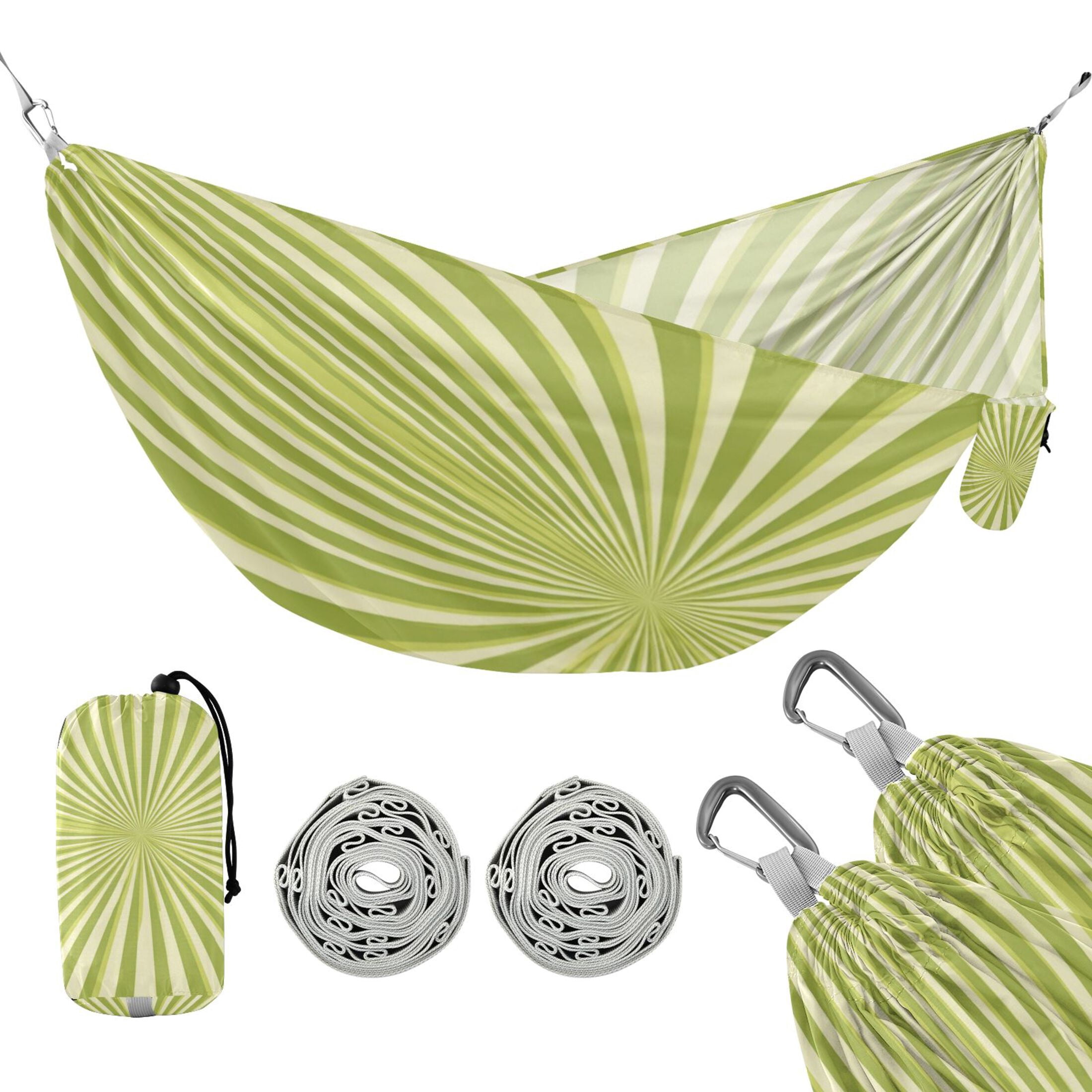 Hanging Hammock Portable Travel Camping For Outdooor Beach Camping Hiking Lime Green and Cream