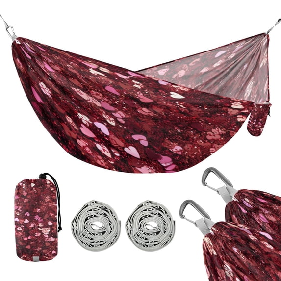 Hanging Hammock Portable Travel Camping For Outdooor Beach Camping Hiking Red Glitter