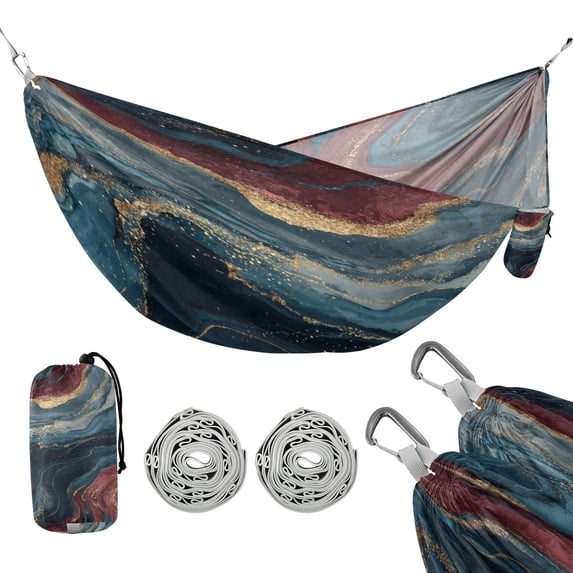 Hanging Hammock Portable Travel Camping For Outdooor Beach Camping Hiking Red Marble-patterned