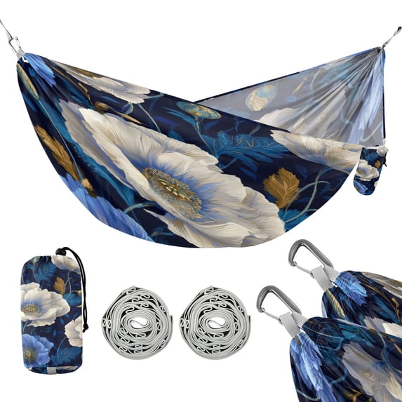 Hanging Hammock Portable Travel Camping For Outdooor Beach Camping Hiking Seamless White Poppy
