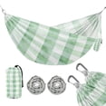 thumbnail image 1 of Hanging Hammock Portable Travel Camping For Outdooor Beach Camping Hiking Soft Green Gingham Pattern, 1 of 8