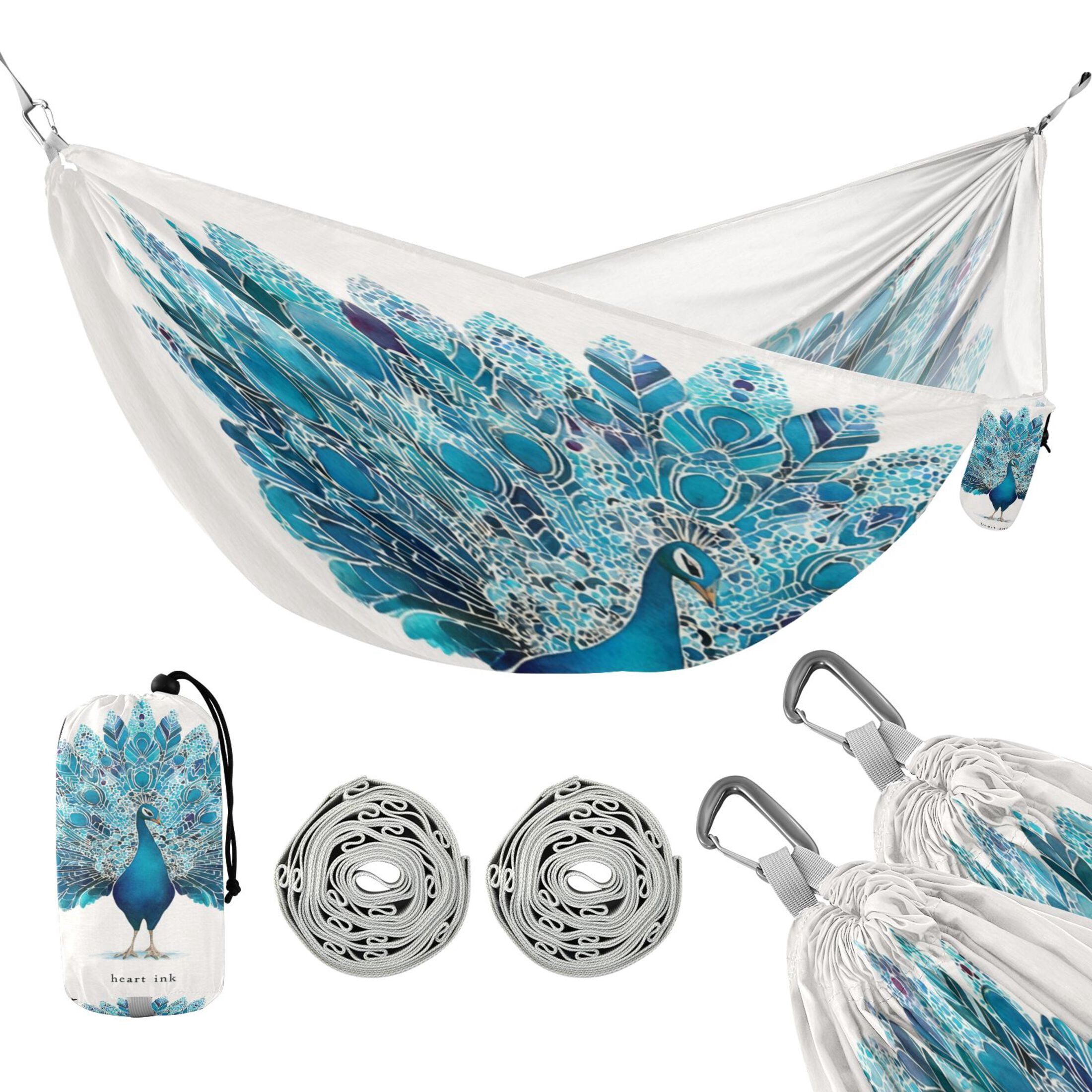 Hanging Hammock Portable Travel Camping For Outdooor Beach Camping Hiking The Peacock on The Closing Screen