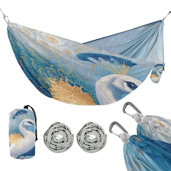 Hanging Hammock Portable Travel Camping For Outdooor Beach Camping Hiking White Peacock