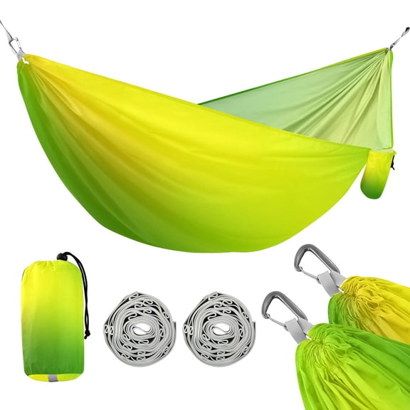 Hanging Hammock Portable Travel Camping For Outdooor Beach Camping Hiking Yellow Green Gradient Background